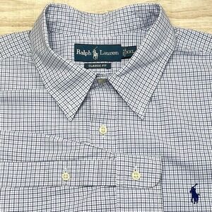 Ralph Lauren Men's Classic Fit Blue‎ Plaid Long Sleeve Button Down Shirt Sz 2XL